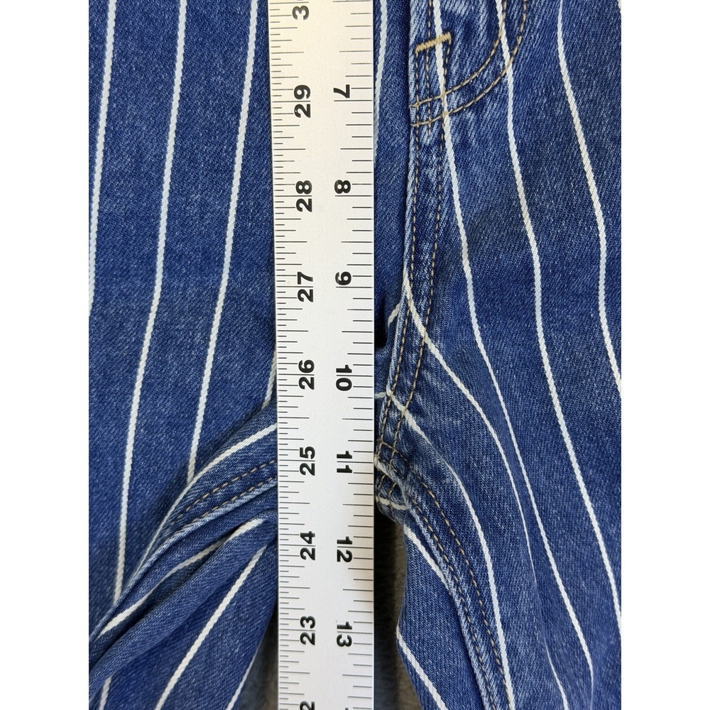 American Eagle Jeans Womens 4 Blue Light Wash Striped High Rise Mom Straight - Picture 4 of 10